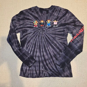 Men's Grizzly Long Sleeve Tie-Dye Tee L Black Red